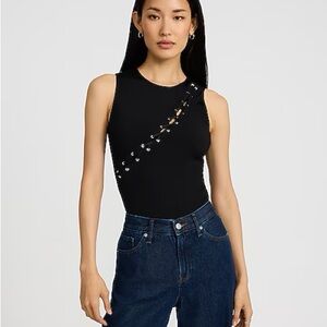 Express Black Body Contour Ribbed Bodysuit